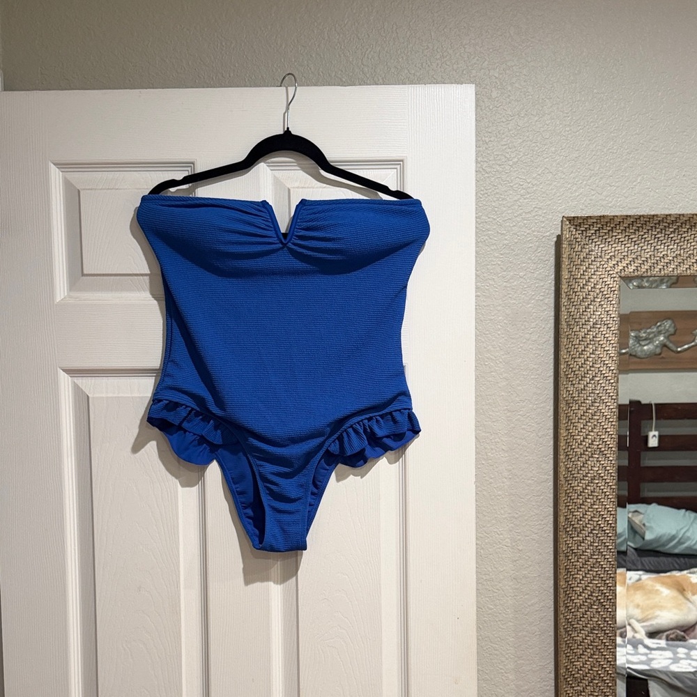 SHEIN Blue Ruffled One Piece Swimsuit